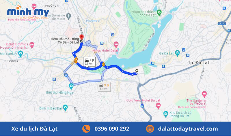 Google map địa chỉ Tiệm Cafe trứng cô Ba Đà Lạt