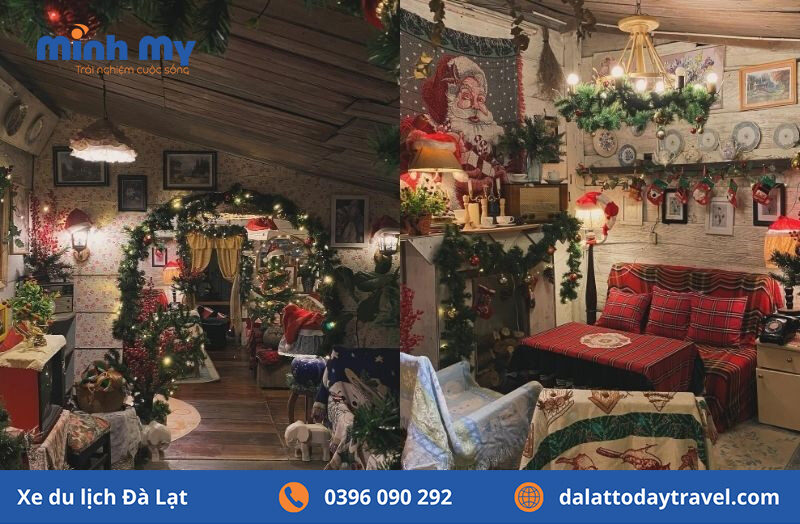 Cafe decor Giáng sinh ở Đà Lạt