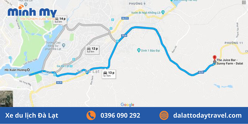 Di chuyển đến Sunny Farm Đà Lạt